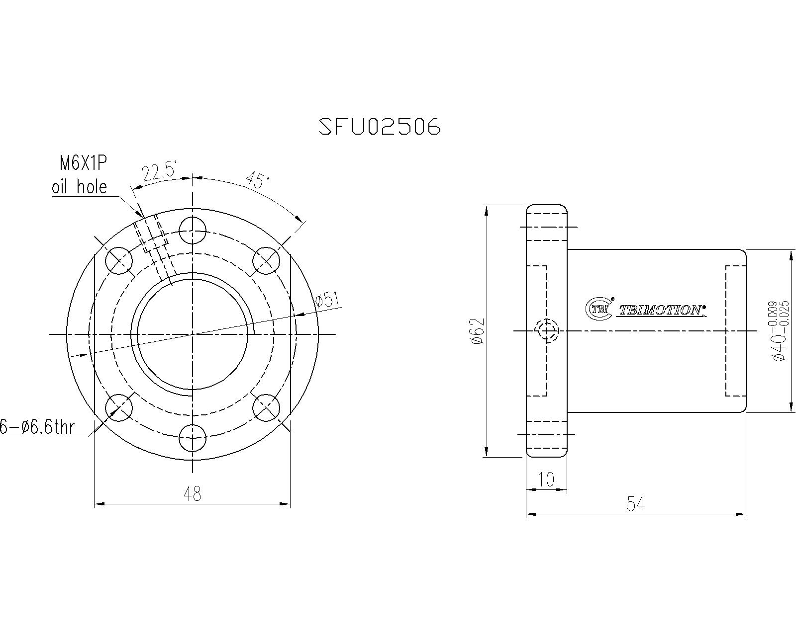 SFU2506-4滾珠絲桿螺母尺寸