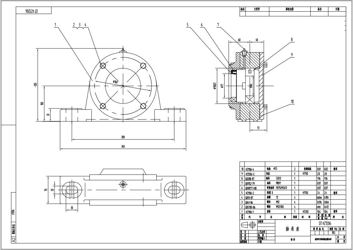 DTIIZ1206皮帶機專用軸承座悶蓋自由端適配軸承型號22212