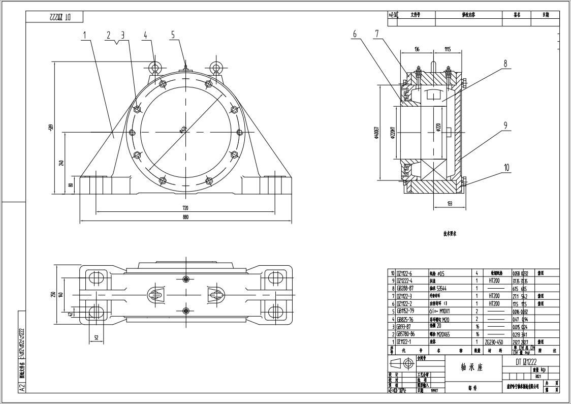 DTIIZ1222皮帶機專用軸承座悶蓋自由端適配軸承型號22244